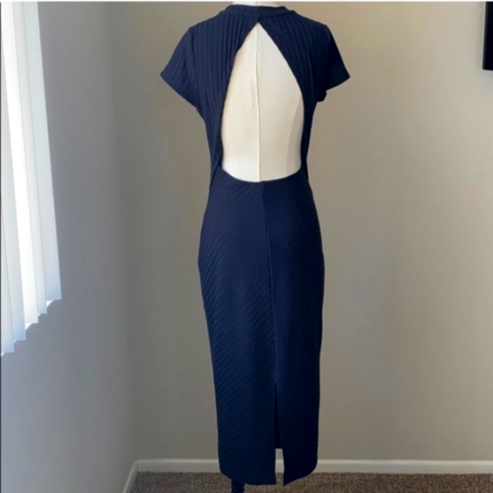Free People ribbed backless mockneck midi dress